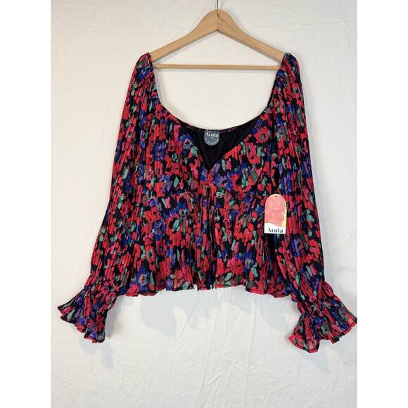ARULA Tops - Arula Size B 2X Women’s Top Blouse Crop Balloon Sleeve Festival Peasant Floral